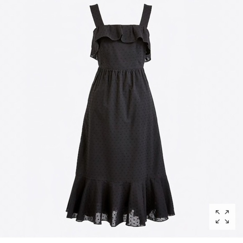 J. Crew Black Swiss Dot Midi Dress 16T